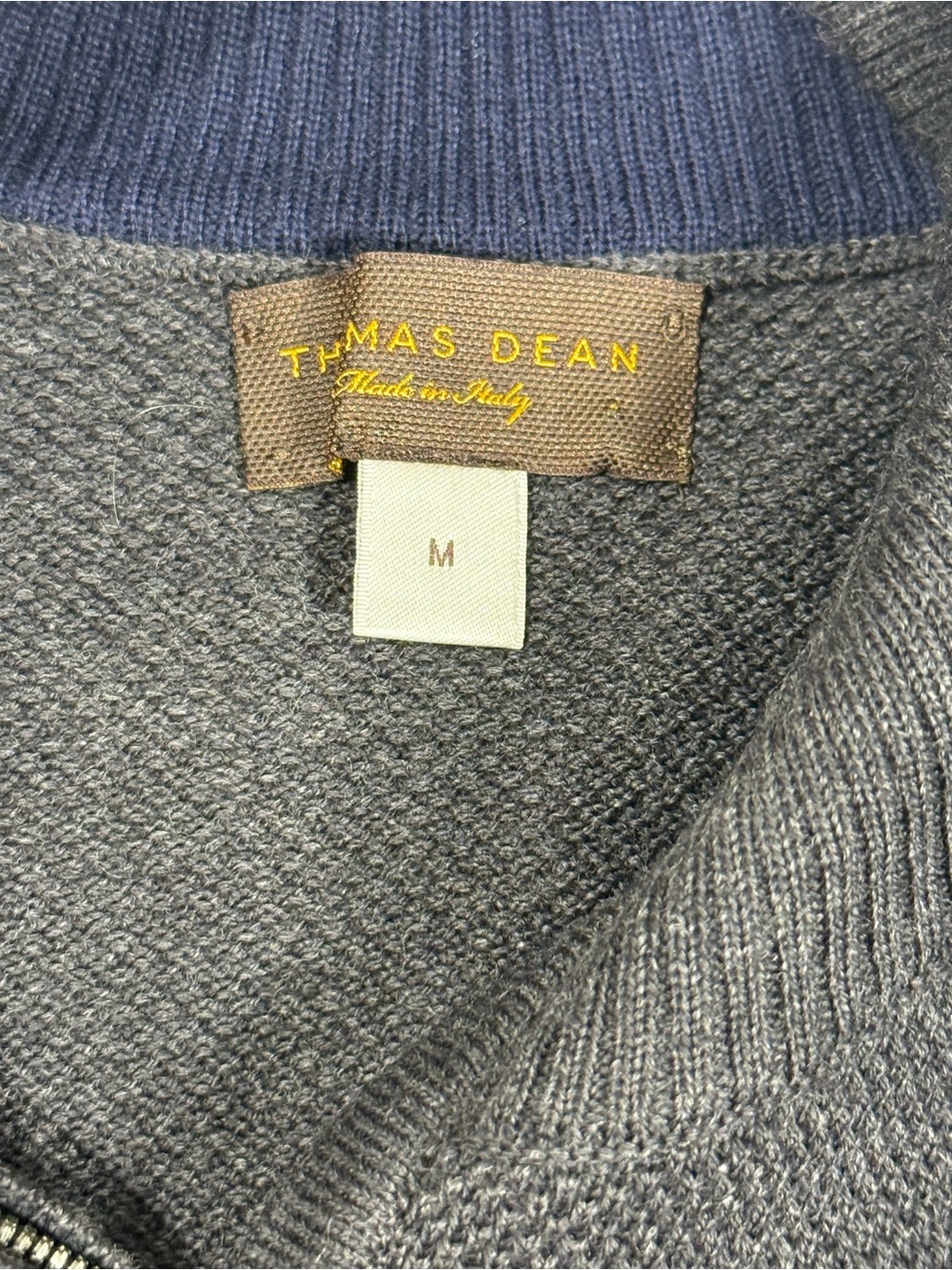 Thomas Dean Zegna Merino Wool Sweater Vest Medium Gray 1/4 Zip Italy Luxury Golf - Picture 5 of 6